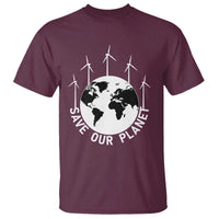 Save Our Planet T Shirt Wind Power Electricity Earth Day 2025
