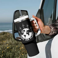 Save Our Planet Tumbler With Handle Wind Power Electricity Earth Day 2025