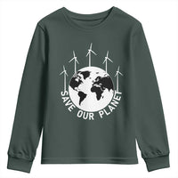 Save Our Planet Youth Sweatshirt Wind Power Electricity Earth Day 2025
