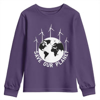 Save Our Planet Youth Sweatshirt Wind Power Electricity Earth Day 2025