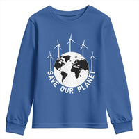 Save Our Planet Youth Sweatshirt Wind Power Electricity Earth Day 2025