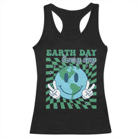Earth Day Everyday Racerback Tank Top Smile Face Hippie Planet Anniversary