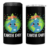 Happy Earth Day 4 in 1 Can Cooler Tumbler Cute Earth With Floral