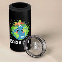 Happy Earth Day 4 in 1 Can Cooler Tumbler Cute Earth With Floral