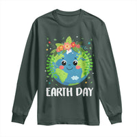 Happy Earth Day Long Sleeve Shirt Cute Earth With Floral