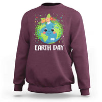 Happy Earth Day Sweatshirt Cute Earth With Floral