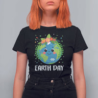 Happy Earth Day T Shirt For Women Cute Earth With Floral