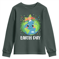 Happy Earth Day Youth Sweatshirt Cute Earth With Floral