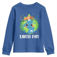 Happy Earth Day Youth Sweatshirt Cute Earth With Floral