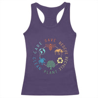 Save Bees Rescue Animals Recycle Plastic Racerback Tank Top Earth Day Protect The Environment