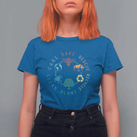 Save Bees Rescue Animals Recycle Plastic T Shirt For Women Earth Day Protect The Environment