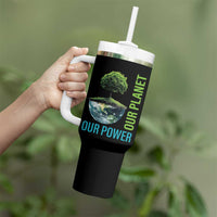 Our Power Our Planet Tumbler With Handle Earth Day 2025