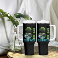 Our Power Our Planet Tumbler With Handle Earth Day 2025