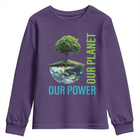 Our Power Our Planet Youth Sweatshirt Earth Day 2025