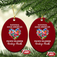AAPI Heritage Month Ceramic Ornament National Asian American and Pacific Islander Countries Flag Heart - Wonder Print Shop