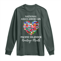 AAPI Heritage Month Long Sleeve Shirt National Asian American and Pacific Islander Countries Flag Heart