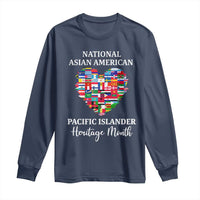 AAPI Heritage Month Long Sleeve Shirt National Asian American and Pacific Islander Countries Flag Heart