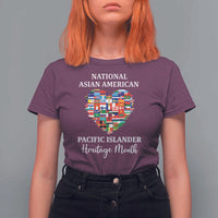 AAPI Heritage Month T Shirt For Women National Asian American and Pacific Islander Countries Flag Heart