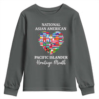 AAPI Heritage Month Youth Sweatshirt National Asian American and Pacific Islander Countries Flag Heart
