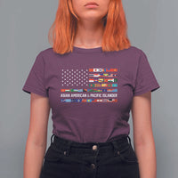 AAPI Heritage Month T Shirt For Women Asian American and Pacific Islander USA Flag