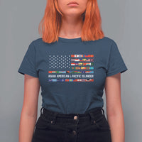 AAPI Heritage Month T Shirt For Women Asian American and Pacific Islander USA Flag