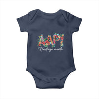 AAPI Heritage Month Baby Onesie Retro Elegant Floral Asian American Pacific Islander