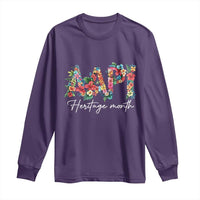 AAPI Heritage Month Long Sleeve Shirt Retro Elegant Floral Asian American Pacific Islander
