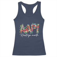 AAPI Heritage Month Racerback Tank Top Retro Elegant Floral Asian American Pacific Islander