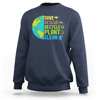 Earth Day Sweatshirt Save Bees Rescue Animals Recycle Plant Tree Planet Earth Day - Wonder Print Shop