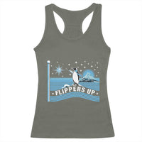 Funny Penguin Resist Racerback Tank Top Heard Island Flippers Up I Stand With Penguins