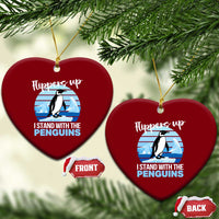 Funny Penguin Resist Ceramic Ornament Flippers Up I Stand With The Penguins - Wonder Print Shop