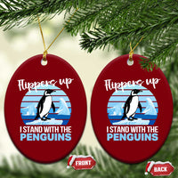 Funny Penguin Resist Ceramic Ornament Flippers Up I Stand With The Penguins - Wonder Print Shop