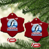 Funny Penguin Resist Ceramic Ornament Flippers Up I Stand With The Penguins - Wonder Print Shop
