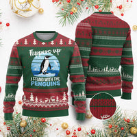 Funny Penguin Resist Ugly Christmas Sweater Flippers Up I Stand With The Penguins - Wonder Print Shop