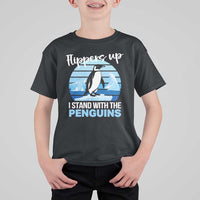 Funny Penguin Resist T Shirt For Kid Flippers Up I Stand With The Penguins
