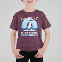 Funny Penguin Resist T Shirt For Kid Flippers Up I Stand With The Penguins