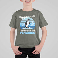 Funny Penguin Resist T Shirt For Kid Flippers Up I Stand With The Penguins