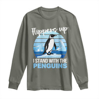 Funny Penguin Resist Long Sleeve Shirt Flippers Up I Stand With The Penguins