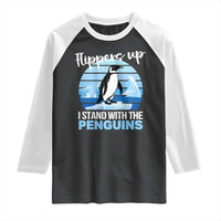 Funny Penguin Resist Raglan Shirt Flippers Up I Stand With The Penguins