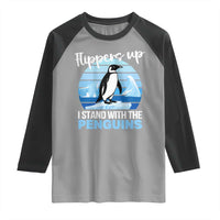 Funny Penguin Resist Raglan Shirt Flippers Up I Stand With The Penguins