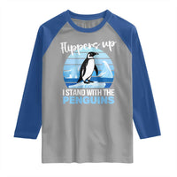 Funny Penguin Resist Raglan Shirt Flippers Up I Stand With The Penguins