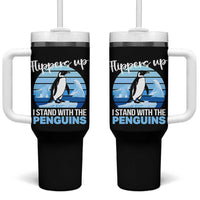 Funny Penguin Resist Tumbler With Handle Flippers Up I Stand With The Penguins