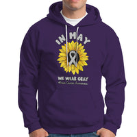 Brain Cancer Hoodie In May We Wear Gray Brain Cancer Awareness Month Sunflower - Wonder Print Shop