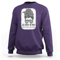 Brain Cancer Sweatshirt Brain Cancer Awareness Shirt Go Gray In May Messy Bun Womens - Wonder Print Shop