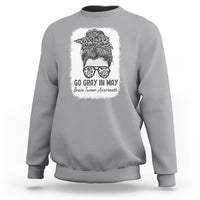 Brain Cancer Sweatshirt Brain Cancer Awareness Shirt Go Gray In May Messy Bun Womens - Wonder Print Shop