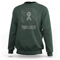 Brain Cancer Sweatshirt Brain Cancer Awareness Support Gray Ribbon Brain Men Womens - Wonder Print Shop