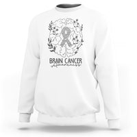 Brain Cancer Sweatshirt Brain Cancer Awareness Support Gray Ribbon Brain Men Womens - Wonder Print Shop