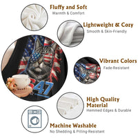Cool 8647 Patriotic Cat Throw Blanket American Flag Sunglasses Tabby Cat Political Satire