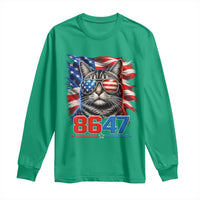 Cool 8647 Patriotic Cat Long Sleeve Shirt American Flag Sunglasses Tabby Cat Political Satire