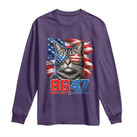 Cool 8647 Patriotic Cat Long Sleeve Shirt American Flag Sunglasses Tabby Cat Political Satire